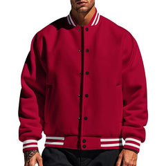 Men's Casual Stand Collar Fleece Sports Baseball Jacket 44187442M