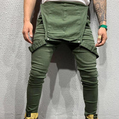 Men's Solid Color Denim Overalls 01703561X