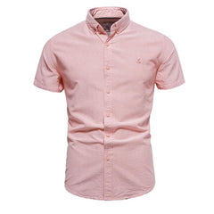 Men's Solid Color Short Sleeve Lapel Shirt 05430490X