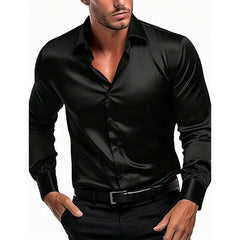 Men's Solid Color Lapel Long Sleeve Shirt 81875389X