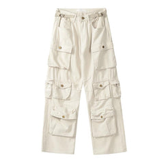Men's Vintage Washed Loose Straight Multi-Pocket Cargo Pants 26247555M
