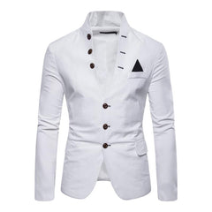 Men's Solid Color Multi-button Decorated Stand Collar Thin Blazer 41842490Y
