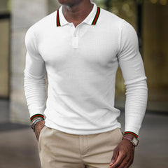 Men's Solid Color Long Sleeve Polo T-Shirt 75988387Y