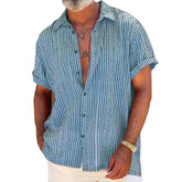 Men's Vintage Vacation Short Sleeve Striped Print Shirt 81204897X