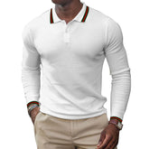 Men's Solid Color Long Sleeve Polo T-Shirt 75988387Y