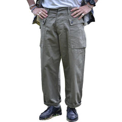 Men's Vintage Multi-pocket Straight-Leg Loose Cotton Cargo Trousers 31031389M