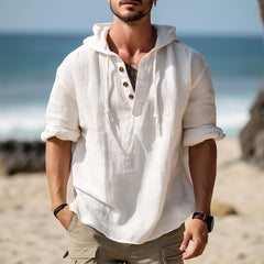 Men's Solid Color Pullover Long Sleeve Hoodie 73000430X