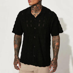 Men's Vintage Loose Short Sleeve Knit T-Shirt Sweater 54114296Y