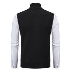 Men's Casual Solid Color Stand Collar Sleeveless Knitted Vest 19972434Y