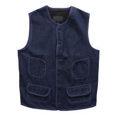 Men's Vintage Thin Fleece Workwear Denim Vest 89962464M