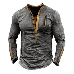 Men's Outdoor Tactical Zipper Henley Neck Long Sleeve T-Shirt 55877636X
