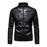 Men's Vintage Stand Collar Casual Motorcycle Leather Jacket 75420273X