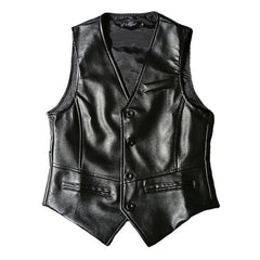 VINTAGE LEATHER BUTTON VEST