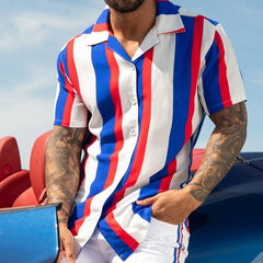 Men's Striped Print Short Sleeve Shirt 10411758Y