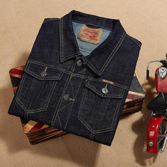 Men's Vintage Solid Lapel Denim Jacket 90307174Y