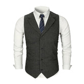 Men's Vintage Lapel Slim Single Breasted Suit Vest 38261597M
