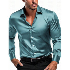 Men's Solid Color Lapel Long Sleeve Shirt 81875389X