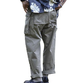 Men's Vintage Multi-pocket Straight-Leg Loose Cotton Cargo Trousers 31031389M