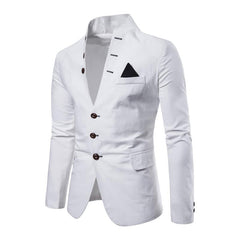 Men's Solid Color Multi-button Decorated Stand Collar Thin Blazer 41842490Y