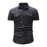 Men's Vintage Denim Short Sleeve Shirt 47012502X