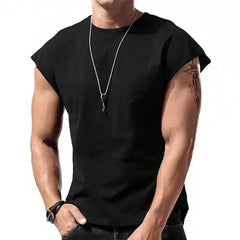 【24-hour shipping out】Men's Solid Loose Sleeveless Sports T-shirt 64307072Z