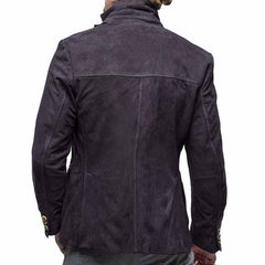 Men's Solid Lapel Suede Blazer 95284392X