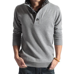 Men's Stand Collar Solid Color Pullover Sweater 81711636X
