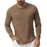 Men's Solid Color Round Neck Long Sleeve T-Shirt 59746835X