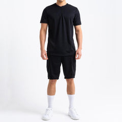 Men's Zip Round Neck Solid Short Sleeve T-shirt Shorts Casual Set 02594866Z