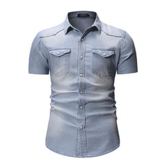 Men's Vintage Denim Short Sleeve Shirt 47012502X