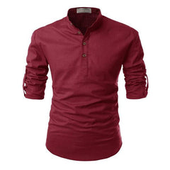 Men's Solid Color Stand Collar Shirt 65064408X