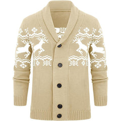 Men's Elk Jacquard Knit Cardigan Jacket 07067807X