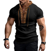 Men's Stand Collar Vintage Lace-up Knitted Sweatshirt 70188157X