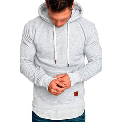 Men's Casual Solid Color Long Sleeve Hooded Sweatshirt 19801946Y
