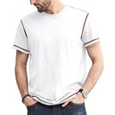 Men's Solid Color Topstitched Short Sleeve T-Shirt 76680510Y