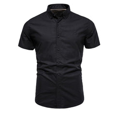 Men's Solid Color Short Sleeve Lapel Shirt 05430490X