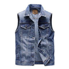 Men's Retro Lapel Denim Vest 41696369X