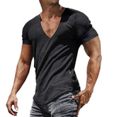 【24-hour shipping out】Men's Slim Fit Short Sleeve Sport V-Neck Top T-Shirt 81387684X