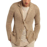 Men's Retro Casual Solid Color Lapel Pocket Cardigan 36244781Y