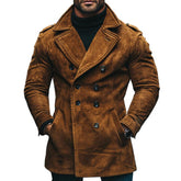 Men's Vintage Casual Suede Double Breasted Cropped Jacket 60639537TO