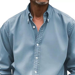 Men's Solid Loose Lapel Long Sleeve Casual Shirt 73513705Z