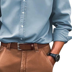 Men's Solid Loose Lapel Long Sleeve Casual Shirt 73513705Z