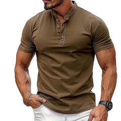 Men's Solid Color Lapel Pullover Short Sleeve POLO Shirt 17996490X