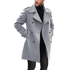 Men's Lapel Double Breasted Mid-length Coat 66914470Z