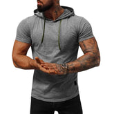 Men's Solid Color Short Sleeve Hoodie 90766212X
