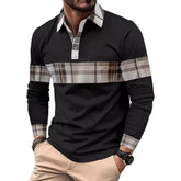 Men's Casual Long Sleeve Colorblock Button Waffle Polo Shirt 69839900X