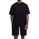 Men's Solid Loose Round Neck Short Sleeve T-shirt Shorts Set 58391456Z