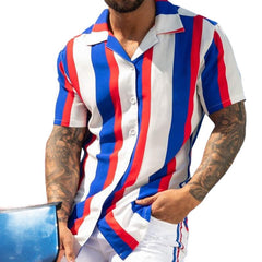 Men's Striped Print Short Sleeve Shirt 10411758Y