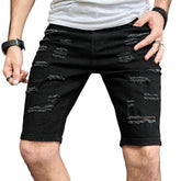 Men's Slim Brushed Hole Casual Denim Shorts 29690737Z
