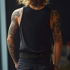 Men's Retro "SUPERSTAR" Print Casual Crew Neck Tank Top 06739045TO